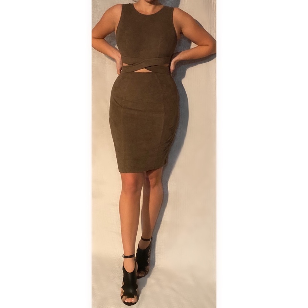 GUESS Olive Green Suede Dress
